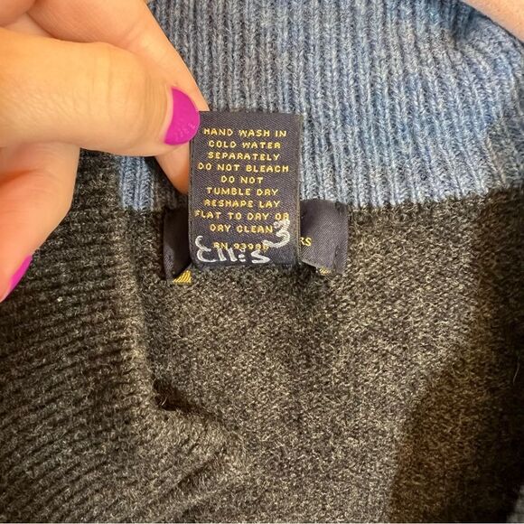 Brooks Brothers Men’s Gray Blue Argyle Lambswool Zip Up Sweater XL - Picture 8 of 11